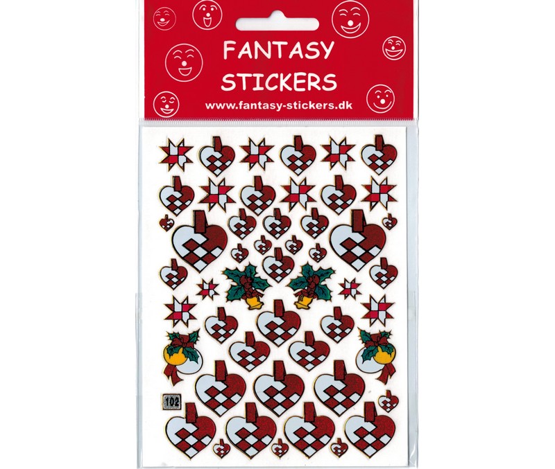 Stickers - Flettede julehjerter - 1 Ark