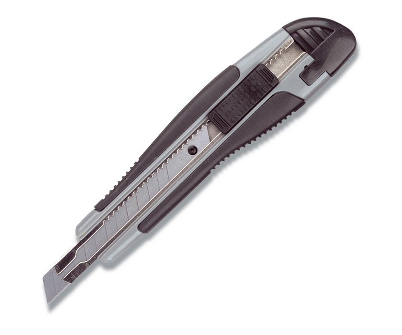 Hobbykniv m/stålforstærkning, 9mm blad -sort/grå