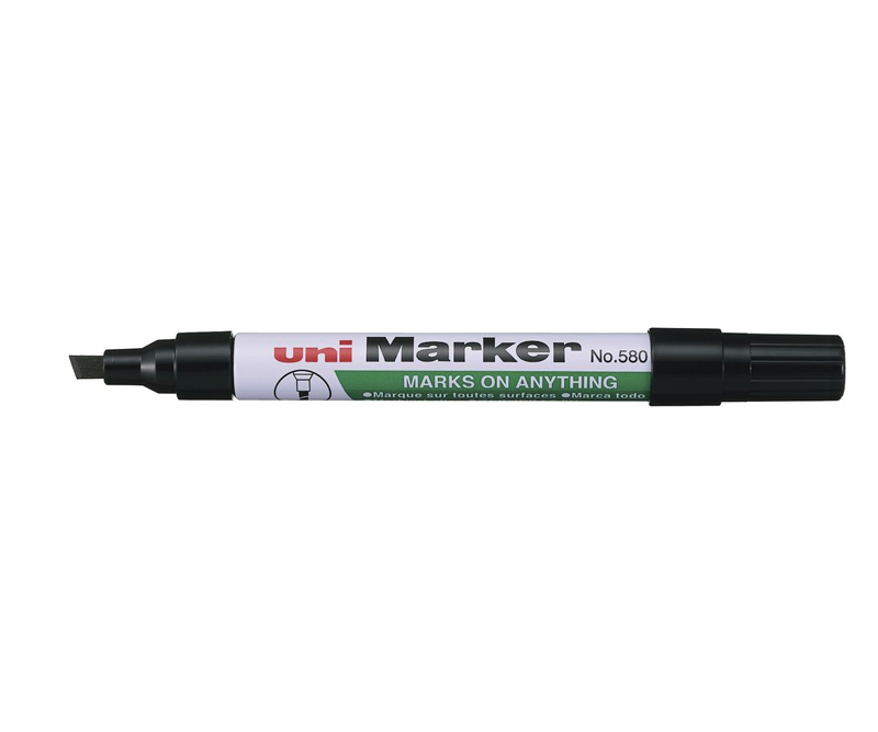Uni Permanent Marker 580 B Skrå spids 1-5 mm - Sort