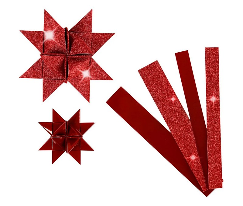 Stjernestrimler, Vivi Gade 3D Paper Star - Rød / Glitter