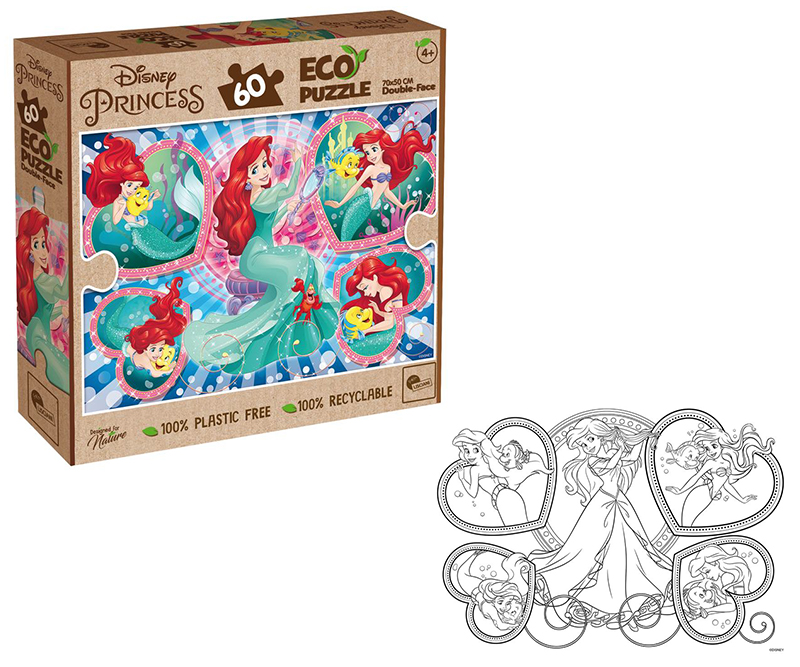 Disney Eco Puzzle 2-i-1 70x50 cm - Princess - 60 brikker