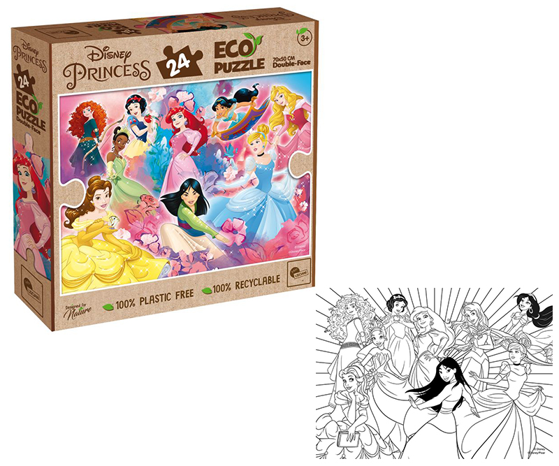 Disney Eco Puzzle 2-i-1 70x50 cm - Princess - 24 brikker