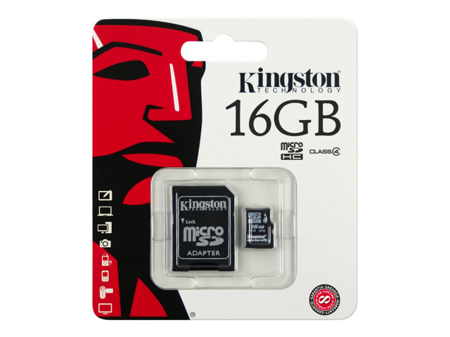 Kingston MicroSDHC 16GB Class 4 m. adapte