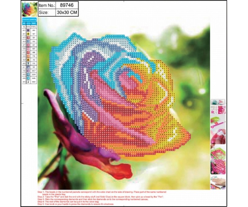 Diamond Painting Kit - Rose - 30x30cm
