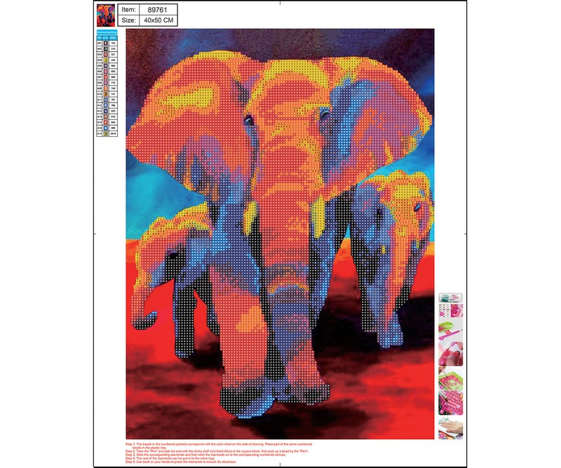 Diamond Painting - Elefanter - 40x50 cm