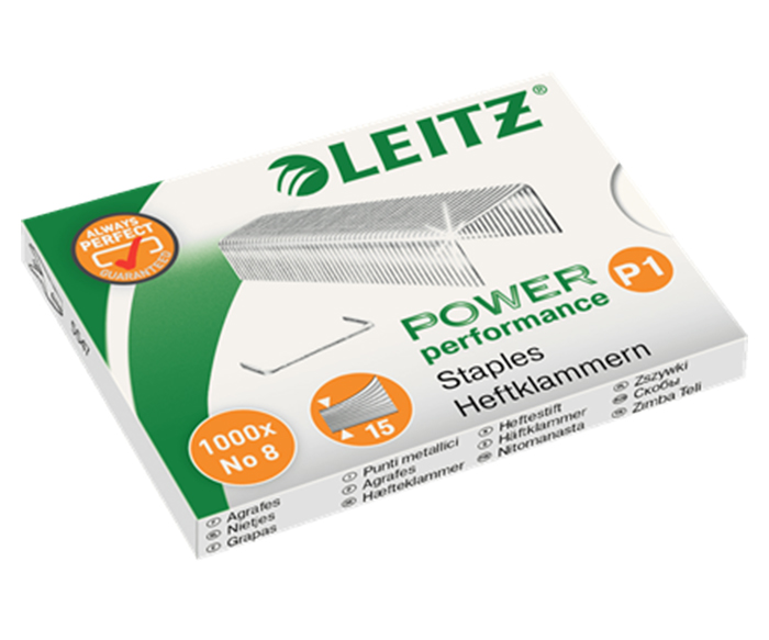 Hæfteklammer Leitz Power Performance P1 No 8 æske a 1000