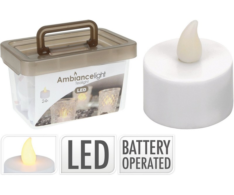 Fyrfadslys LED 24 pak, hvid (inkl. batterier)