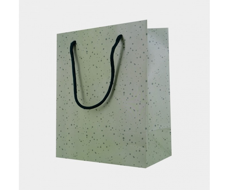 Gavepose - Grøn med prikker, 22,5 x 18 x 10 cm - 1 stk