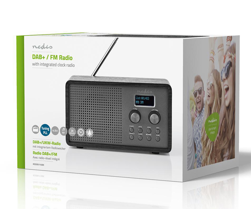 Nedis - DAB+ FM Radio med Ur og alarmfunktion - Sort