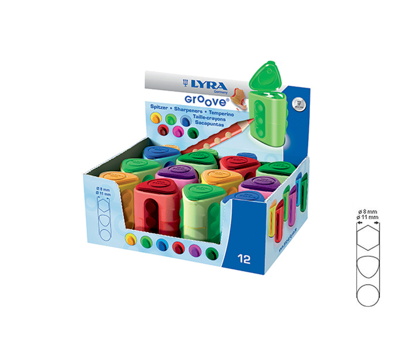 Lyra Groove dobbelt blyantspidser med beholder - 1 stk