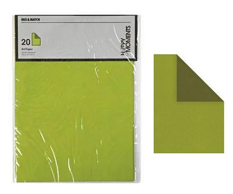Strukturpapir, A4, 210x297 mm,  100 g, 20 ark/ 1 pk. - Lys grøn