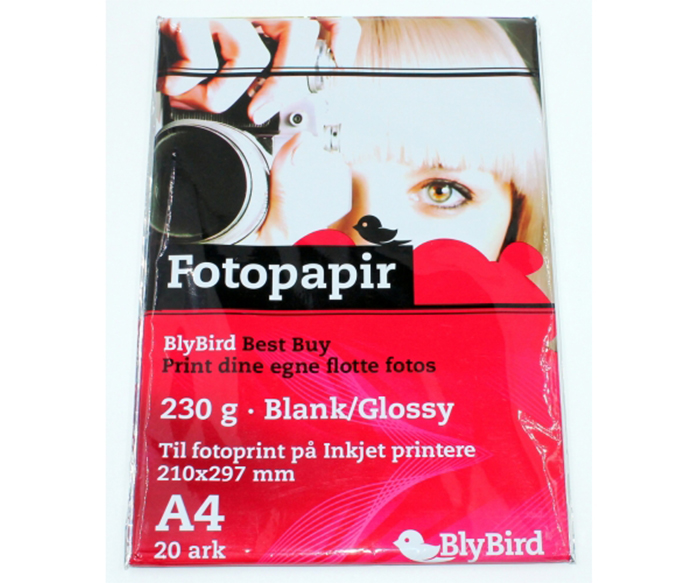 BlyBird Fotopapir A4 Glossy 230g. 20 ark