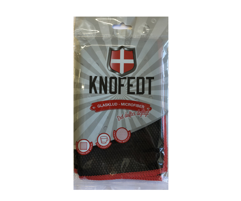 Knofedt - Microfiber glasklud - Sort/rød