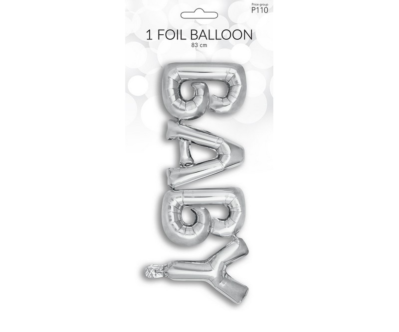 Folieballon BABY sølv 83cm