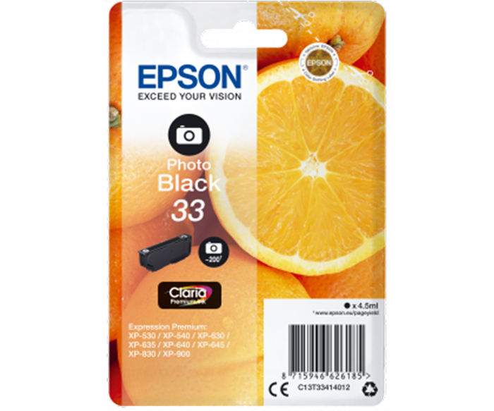 Epson 33 - foto-sort - original - blækpatron