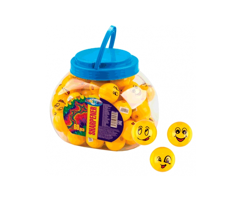 Blyantspidser plastik med Emoji Smiley - assorterede