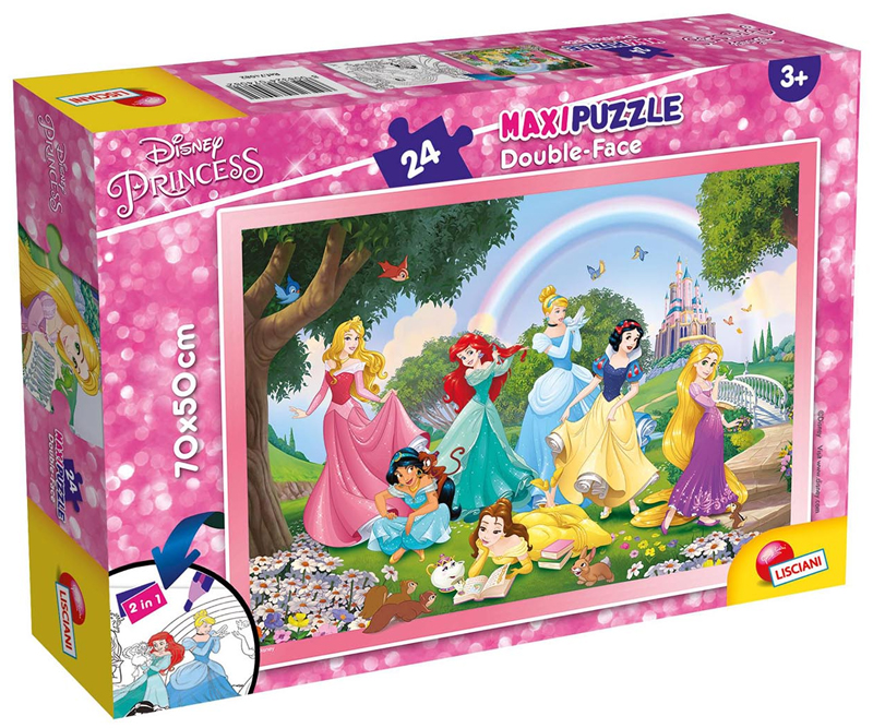 Disney Princess 2-i-1 maxi gulvpuslespil med 24 brikker