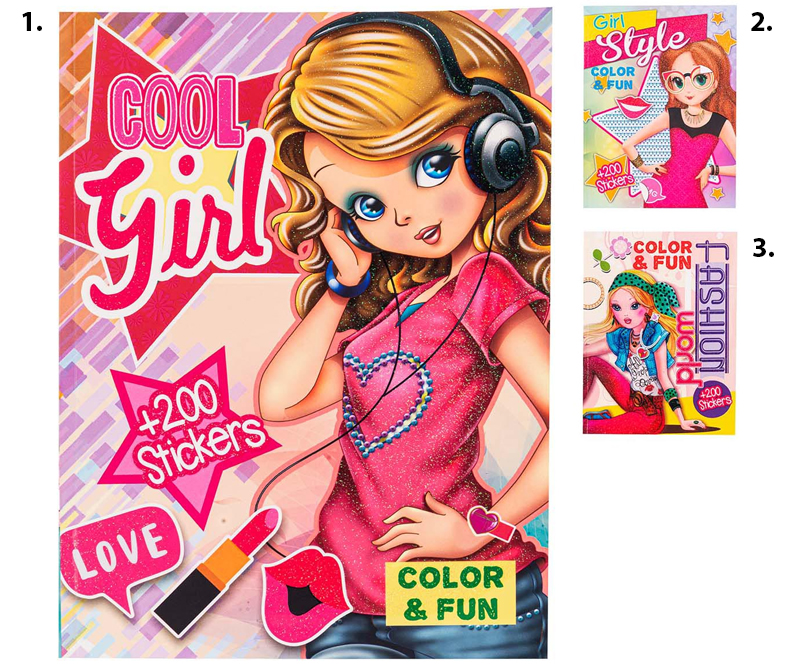 Girl Color & Fun malebog med 200 stickers