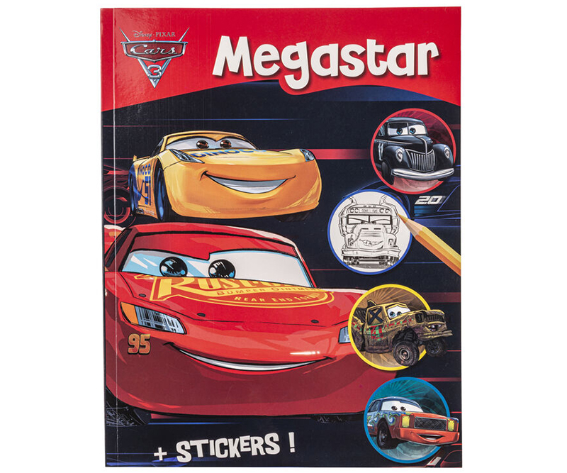 Disney Megastar malebog med klistermærker - Pixar Cars 3