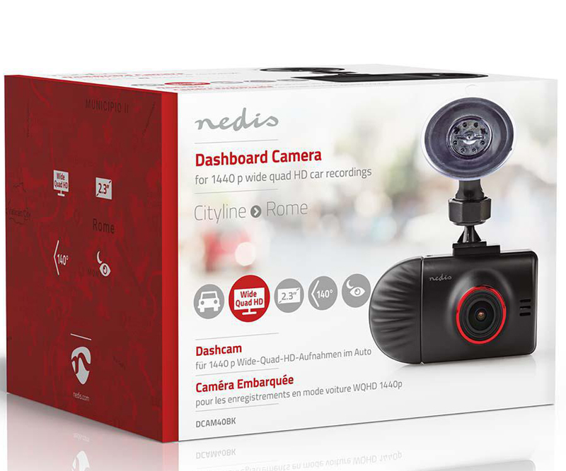 Nedis - Dash Cam - Dobbelt kamera - 1440p 30 fps - Rød/Sort