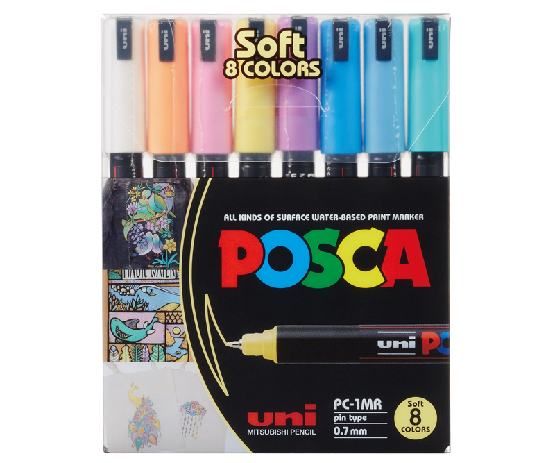 POSCA Tusser Soft Color Sæt PC-1MR - 0,7 mm - Ultra fine - 8 stk