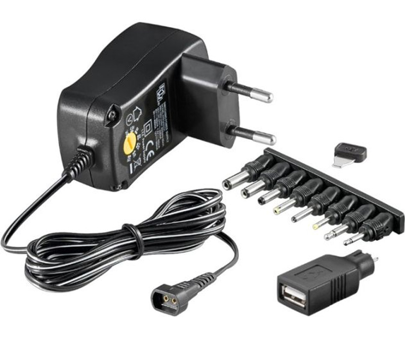 3 V - 12 V Universal Power Supply, 1.8 m - incl. 8 DC adapter - max. 7.2 W and 0.6 A