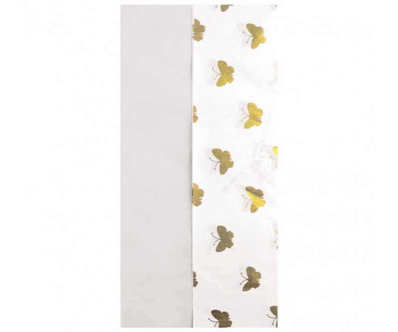 Clairefontaine Silkepapir med guld sommerfugle 50 x 70 cm - 6 ark
