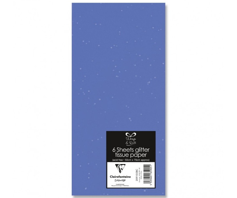 Clairefontaine Glitter silkepapir 50 x 70 cm - blå - 6 ark