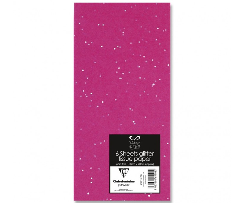 Clairefontaine Glitter silkepapir 50 x 70 cm - pink - 6 ark
