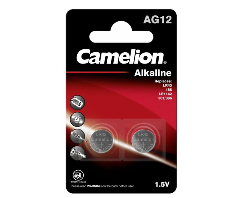 Camelion LR43 / AG12 1,5V Alkaline Plus batterier - 2 stk
