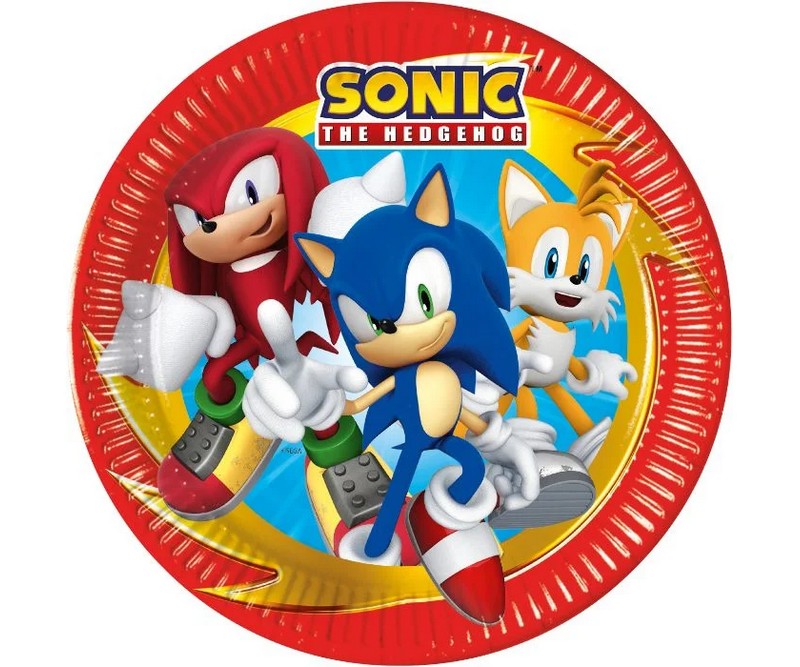 Paptallerken Sonic tema , 8 stk. ø23cm