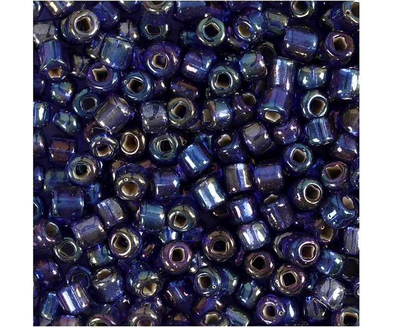 Rocaiperler, diam. 4 mm, str. 6/0 , hulstr. 0,9-1,2 mm, blå olie, 25 g/ 1 pk.