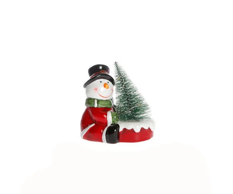 Snemand med LED lys i juletræ H9,5xB9,5 cm