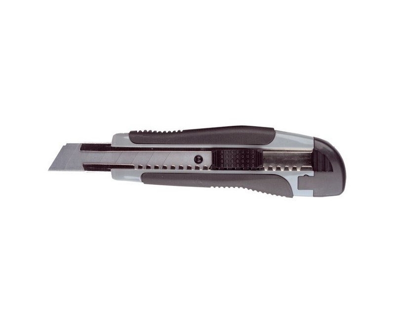 Hobbykniv m/stålforstærkning, 18mm blad -sort/grå