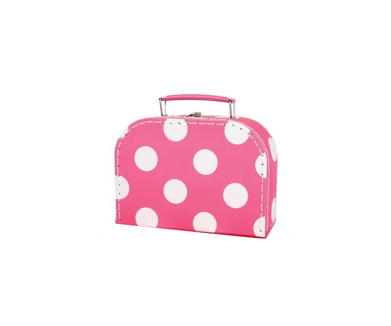 Børne kuffert, 20,2x14x7,7 cm - Pink m/prikker