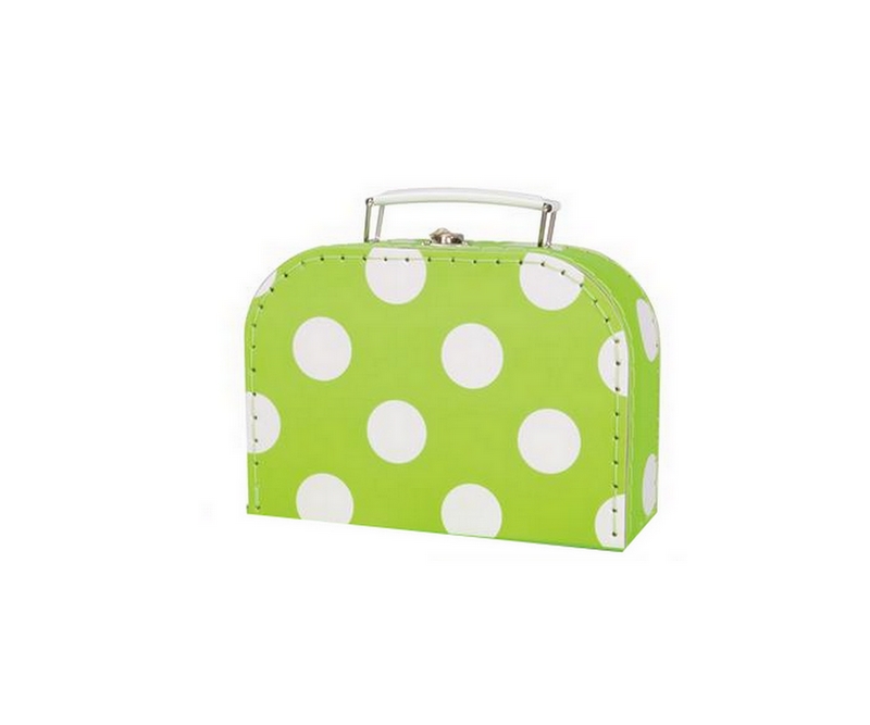 Børne kuffert, 20,2x14x7,7 cm - Grøn m/prikker