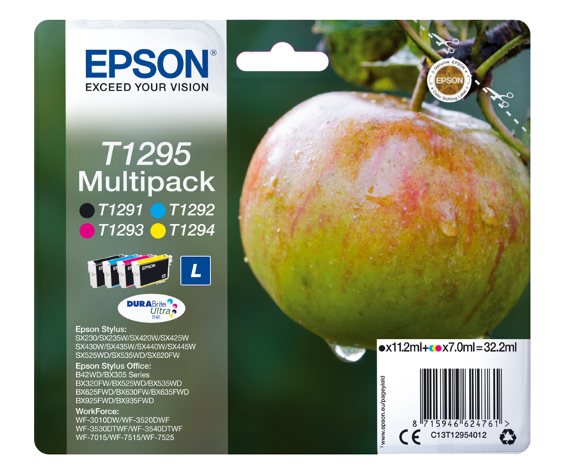 Epson T1295 Multipack Sort Gul Cyan Magenta