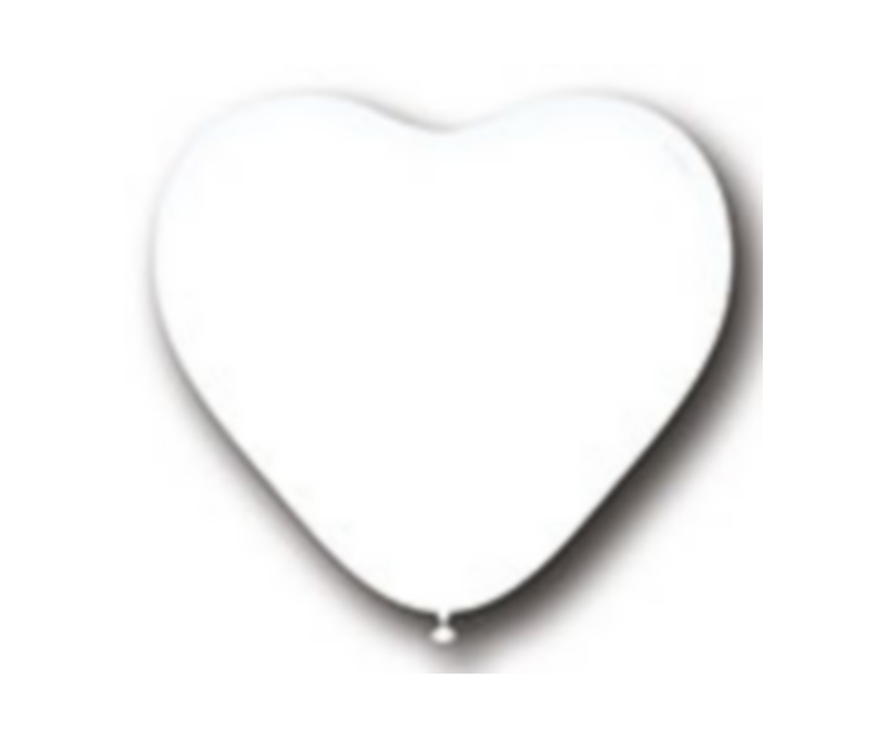 Ballon hjerte, hvid  - 4 stk