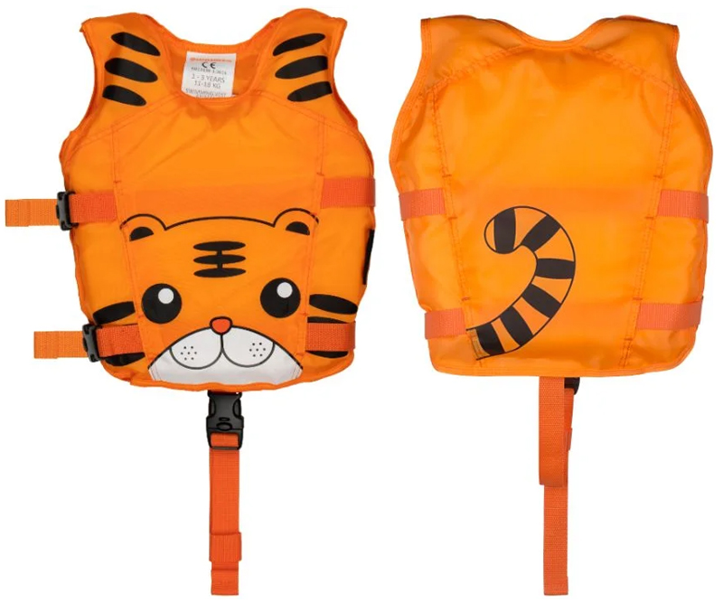 Svømmevest med dyreprint - 1-3 år - Orange tiger