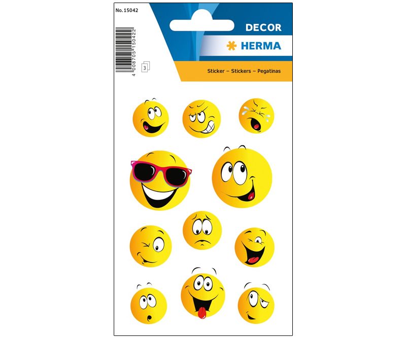Stickers - Emoji/smiley ansigter - 3 ark - (15042)