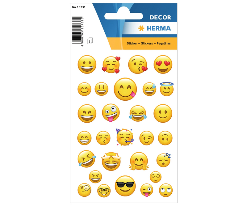 Stickers - Emoji/smiley ansigter - 3 ark - (15731)