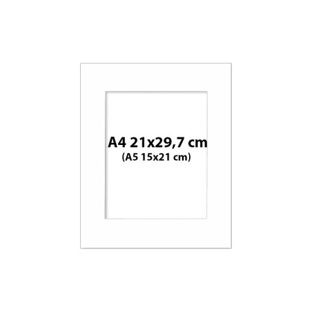 Passepartout i hvid 21x29,7 cm - 15x21 cm