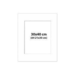 Passepartout i hvid 30x40 cm - 21x30 cm