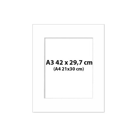 Passepartout i hvid A3 - 21x30 cm