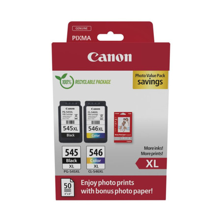 Canon PG-545XL/CL-546XL Photo Paper Value Pack Sort, cyan, magenta, gul