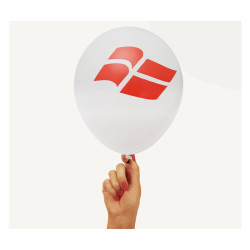 Balloner med flag hvid/rød Ø25 cm - 6 stk
