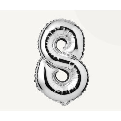 Folie ballon i sølv farve - str 35 cm - Tal nr. 8