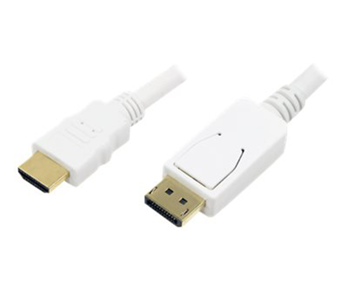 LogiLink DisplayPort to HDMI kabel, Hvid, 2m