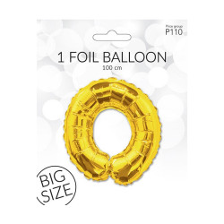 Folie ballon i Guldfarve - str. 100 cm - Tal nr. 0