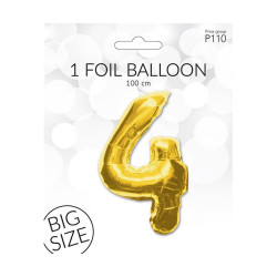 Folie ballon i Guldfarve - str. 100 cm - Tal nr. 4